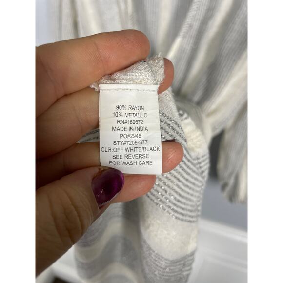 Blue Island, Size Large, White & Gray Beach Coverup, Boho, Beaded Tassel, EUC - Picture 5 of 8